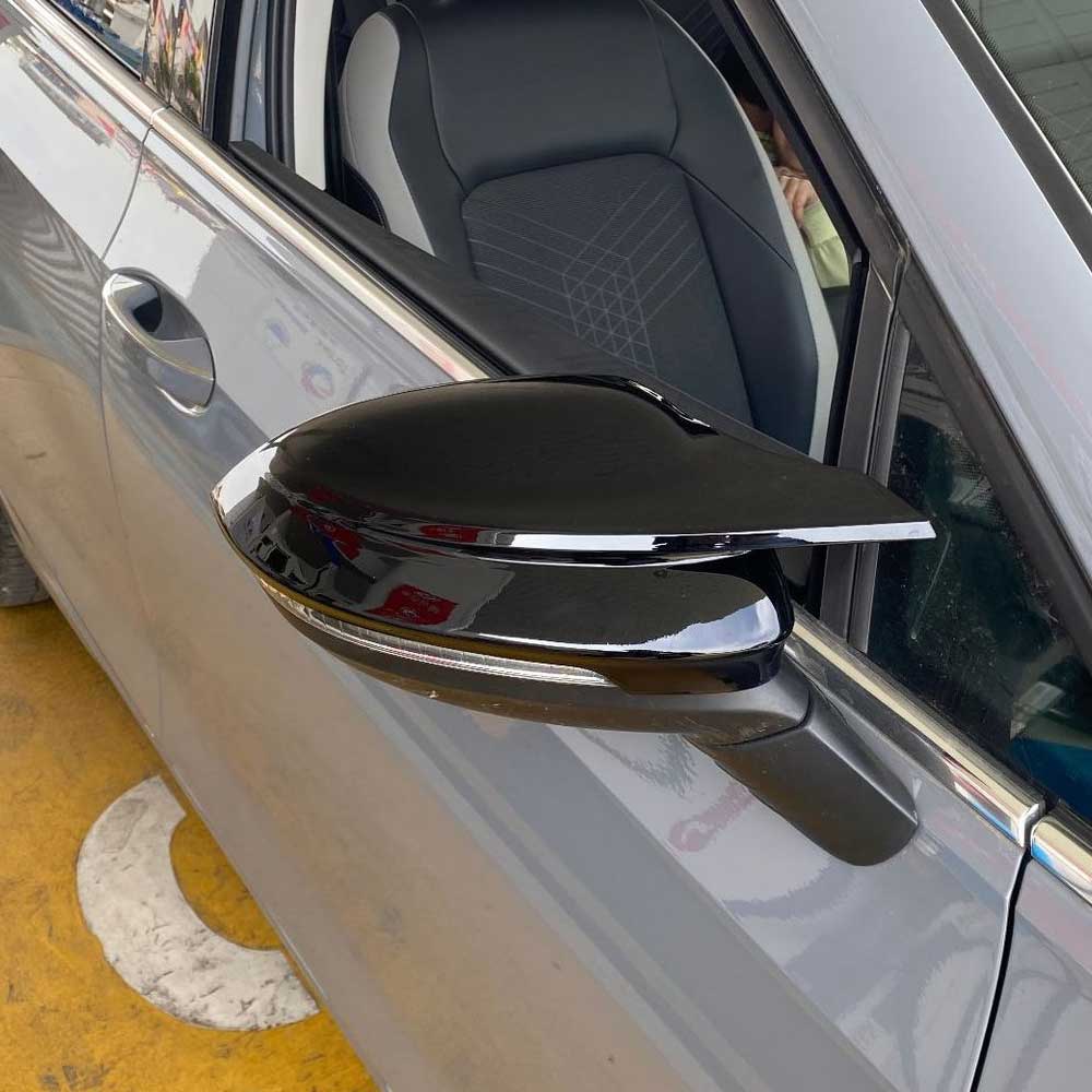 Decorazione Adesiva Specchietto Retrovisore Nero Lucido Guscio Specchietto Retrovisore con Motivo in Carbonio per Volkswagen VW Golf 8 Pro
