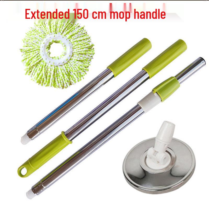 Effort-Saving Telescopic Spin Mop Pole - Stainless Steel, Hand-Free, Extended, and Thickened