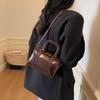New niche popular simple solid color double pull portable shoulder messenger women's bag