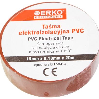 Taśma izolacyjna duża 19mm 20m brązowa ERKO