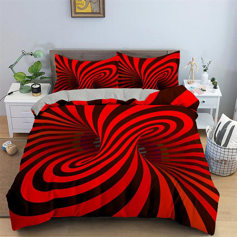 Rainbow Lines Psychedelic Duvet Cover Abstract Geometric Bedding Set For Girls Teen Microfiber Twin Full Queen King Quilt Cover