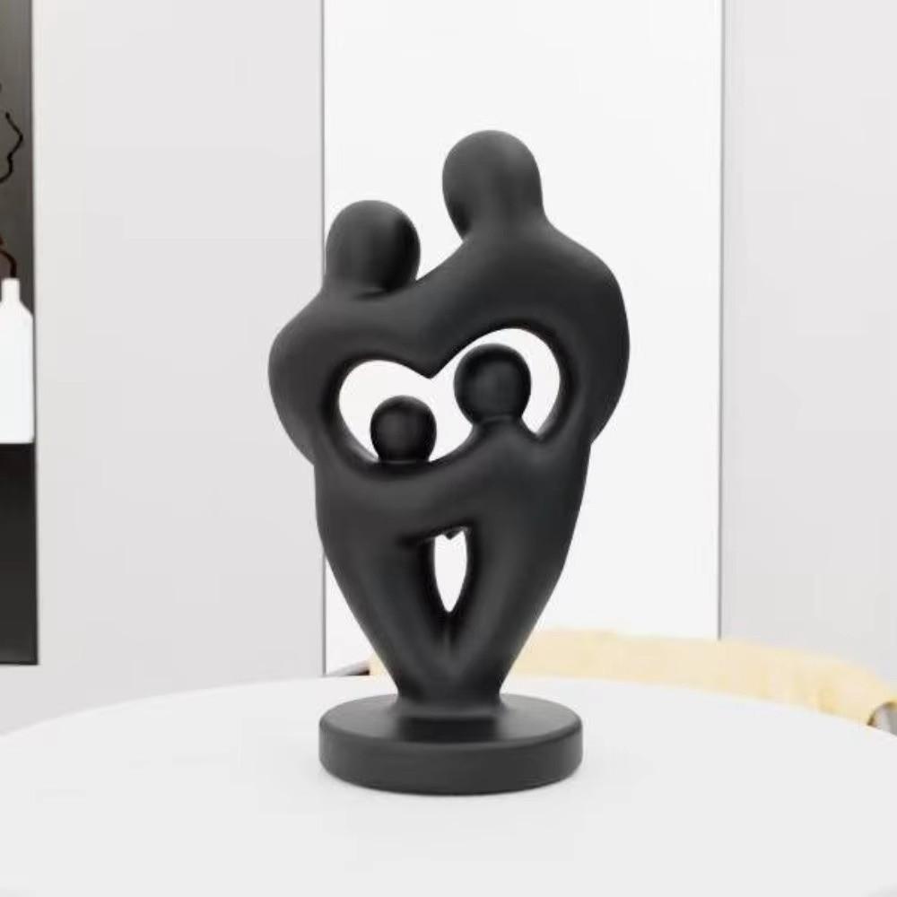 Modern Abstract Sculpture Heart Shape Parent Child Statue Gifts Family Love Figurine