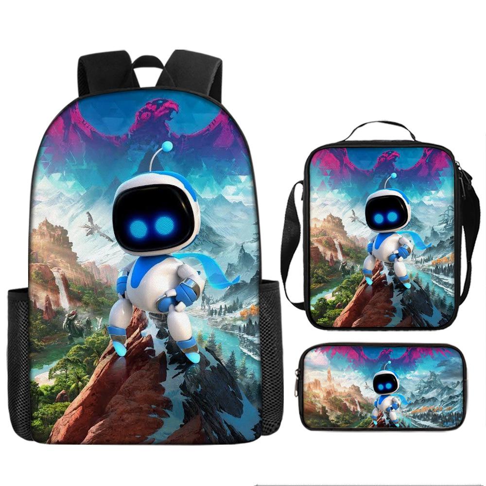 Cosmic Robot Peripheral Backpack, Youth and Primary School Students Schoolbag, Pencil Bag 3-piece Set