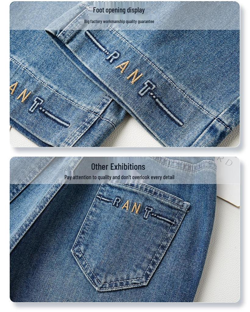 Light Blue High-Waisted Petite Straight-Leg Women's Jeans - Spring 2025 Collection, Loose Fit, Wide-Leg, Slimming Design