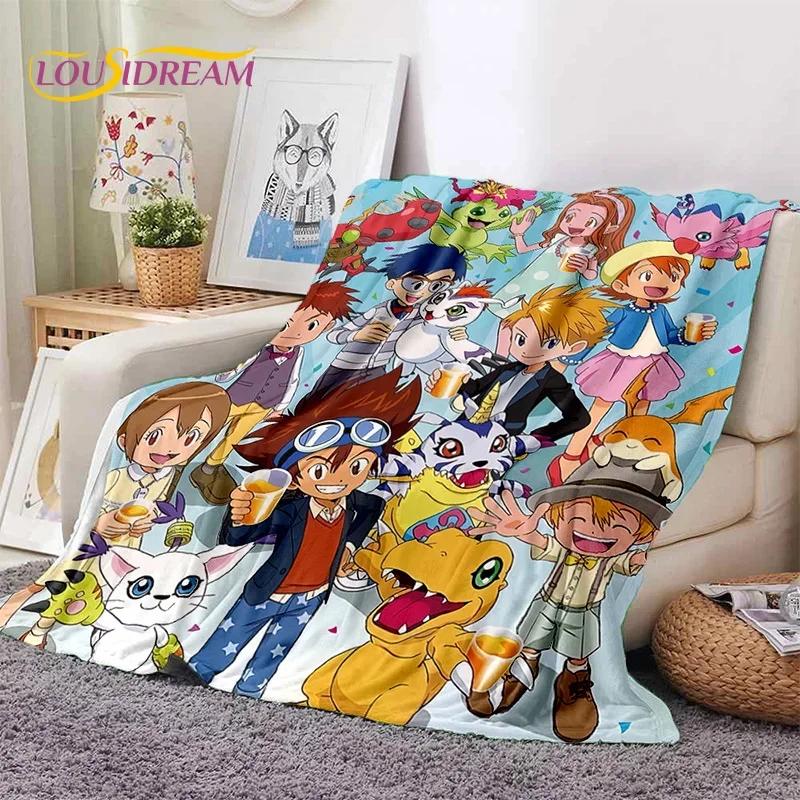 Retro Digimon Adventure Monster Cartoon Soft Flannel Blanket,Throw Blanket Comfortable Blanket for Picnic Beds Sofa Home Bedroom 75X95CM