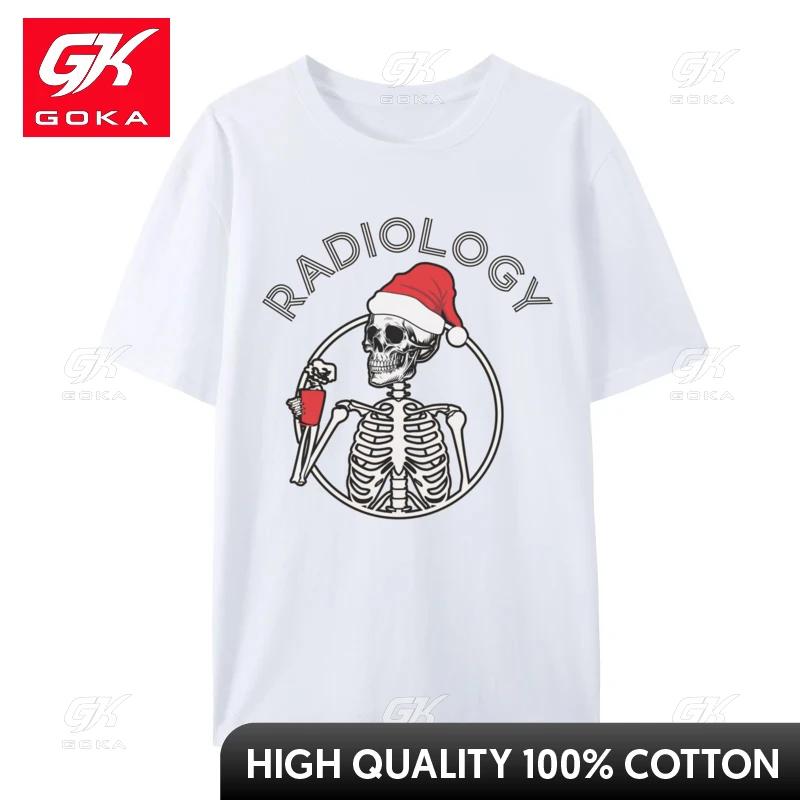 

Radiology Christmas Skeleton Coffee Santa Hat Rad Tech TShirts Tee Shirt Unisexs Crewneck Cotton Printed Unisex T Shirts Stylish S