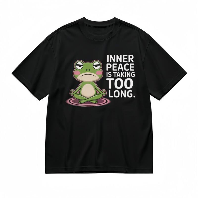 

Women s Comfortable Classic T-Shirt Funny Frog Meditation Design Tee Cotton 3XL
