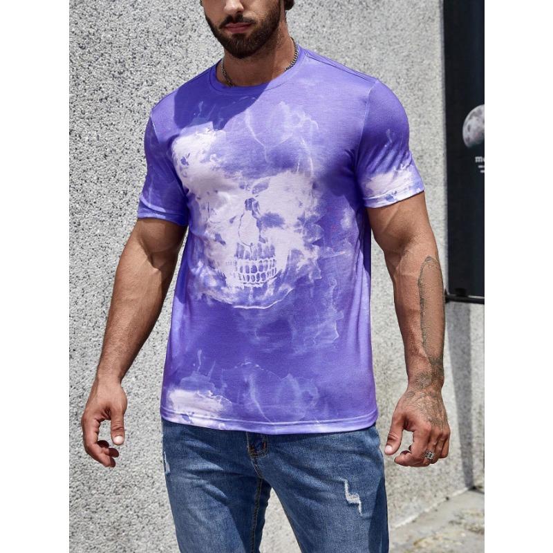 Summer Round Neck 3D Skull Print Top Fashionable Casual Short Sleeved Men's T-shirts
