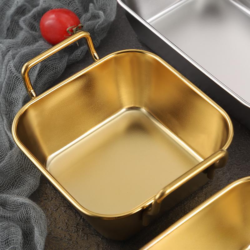 Quadratische Platte aus Edelstahl mit Deckel, rechteckige Pfanne zur Lebensmittelaufbewahrung, kommerzielles Geschirrtablett, großer erfrischender Lunchbox-Behälter