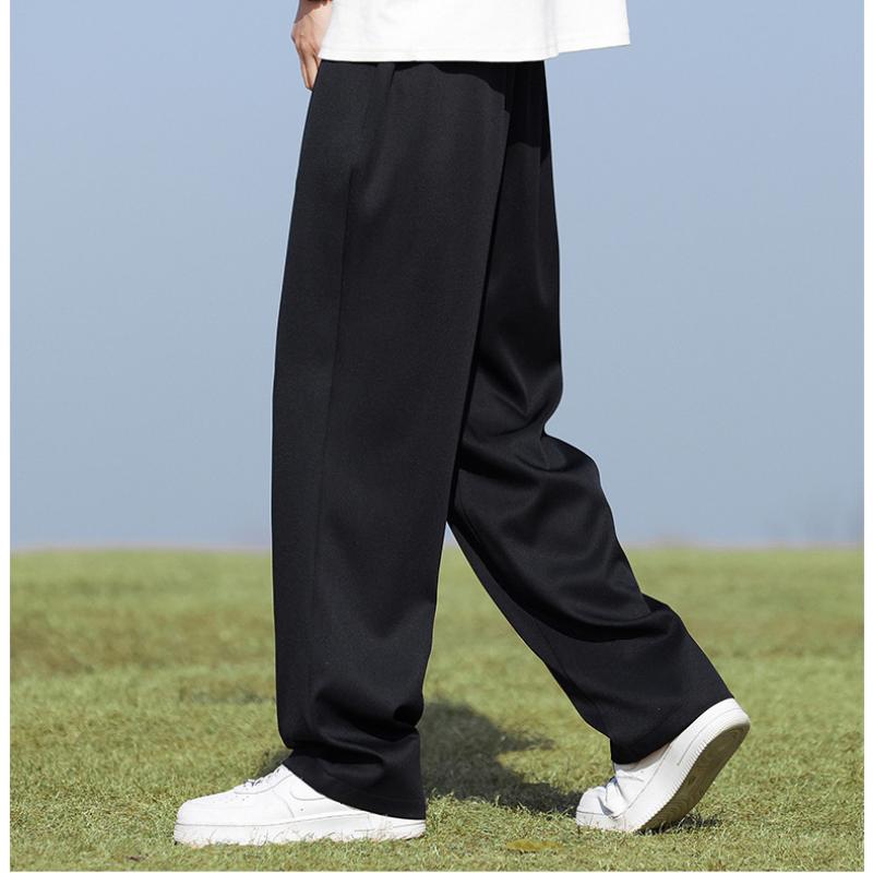 Men's  Korean Style Pants Light Thin  Elastic Waist Semi-Wide Loose Slacks Drape Suit Pants Men Casual Trousers