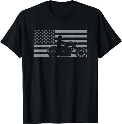 Maglietta Divertente Bandiera Americana Biker Motociclista Manica Corta Regalo T-Shirt Unisex
