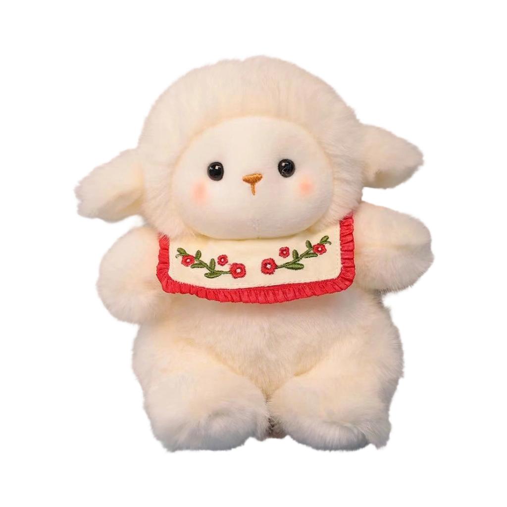 Plush Lamb Stuffed Animal Soft Toy Doll with Fabric Dress Cute Design Suitable for Kids Toddlers and Collectors Gift Idea