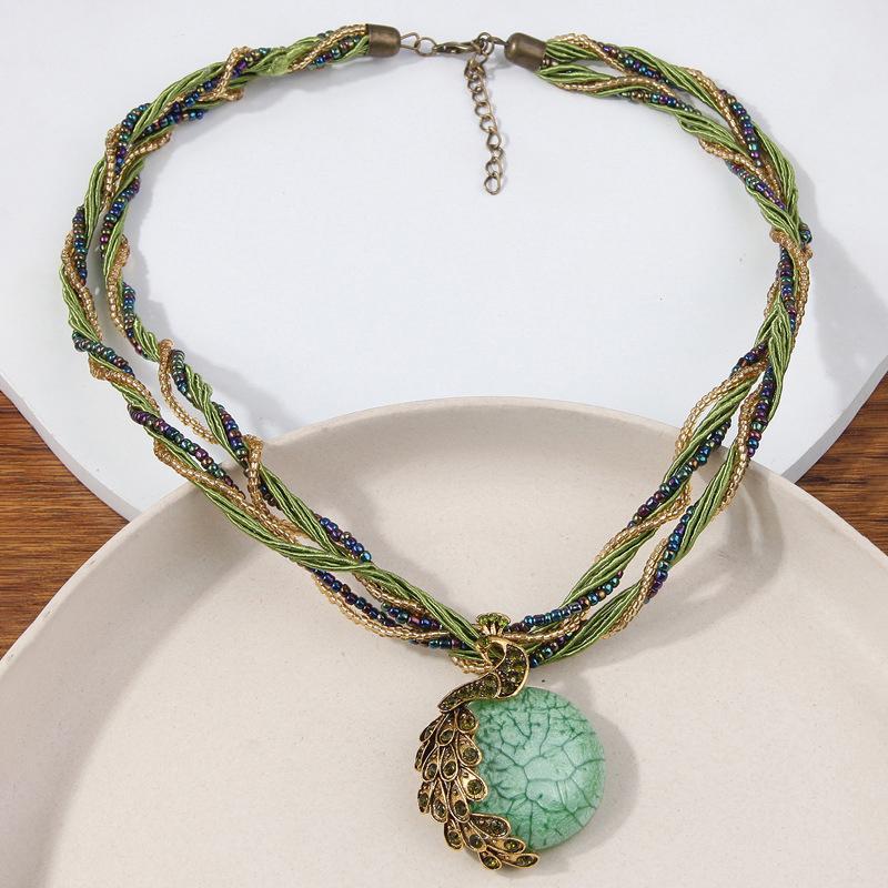 

Елегантне Вінтажне Намисто з Підвіскою-Китицею з Бахромою, Дизайн Павича для Жіночих Светрів as the picture