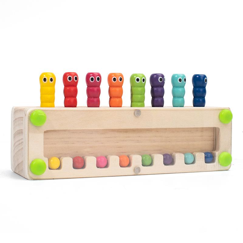 

Educational Wooden Caterpillar Puzzle Colorful Sticks Toy for Children, Early Learning Interactive Parent-Child Game