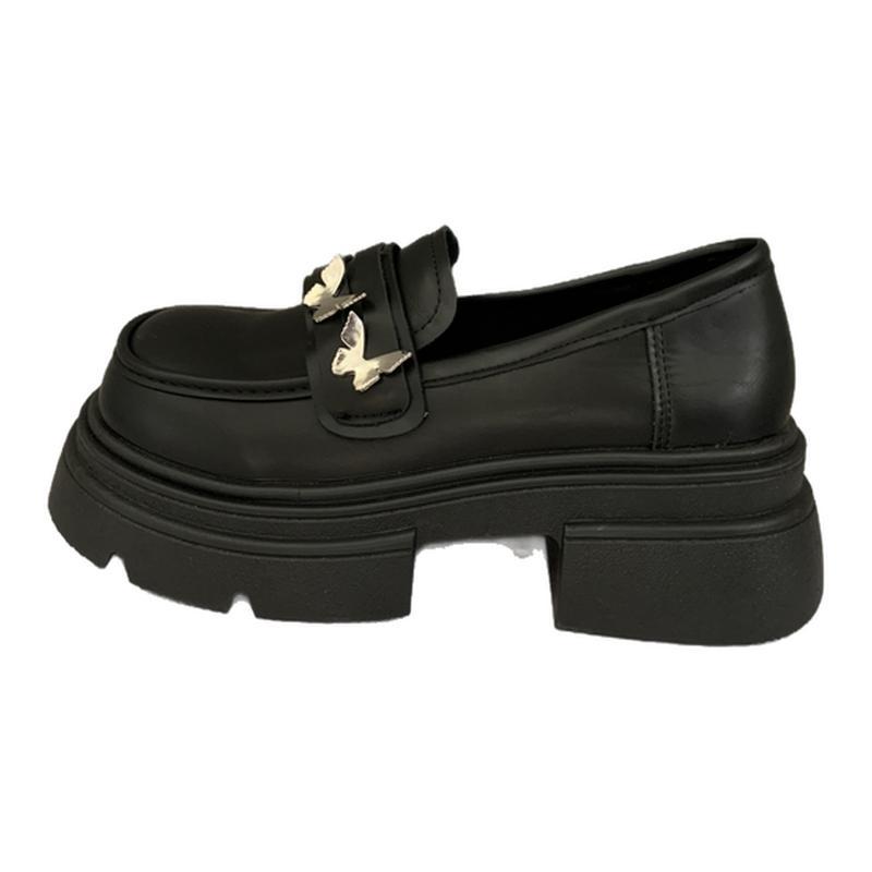 Brown retro British style heightened platform small leather shoes women's 2025 new spring and autumn French thick heel loafers