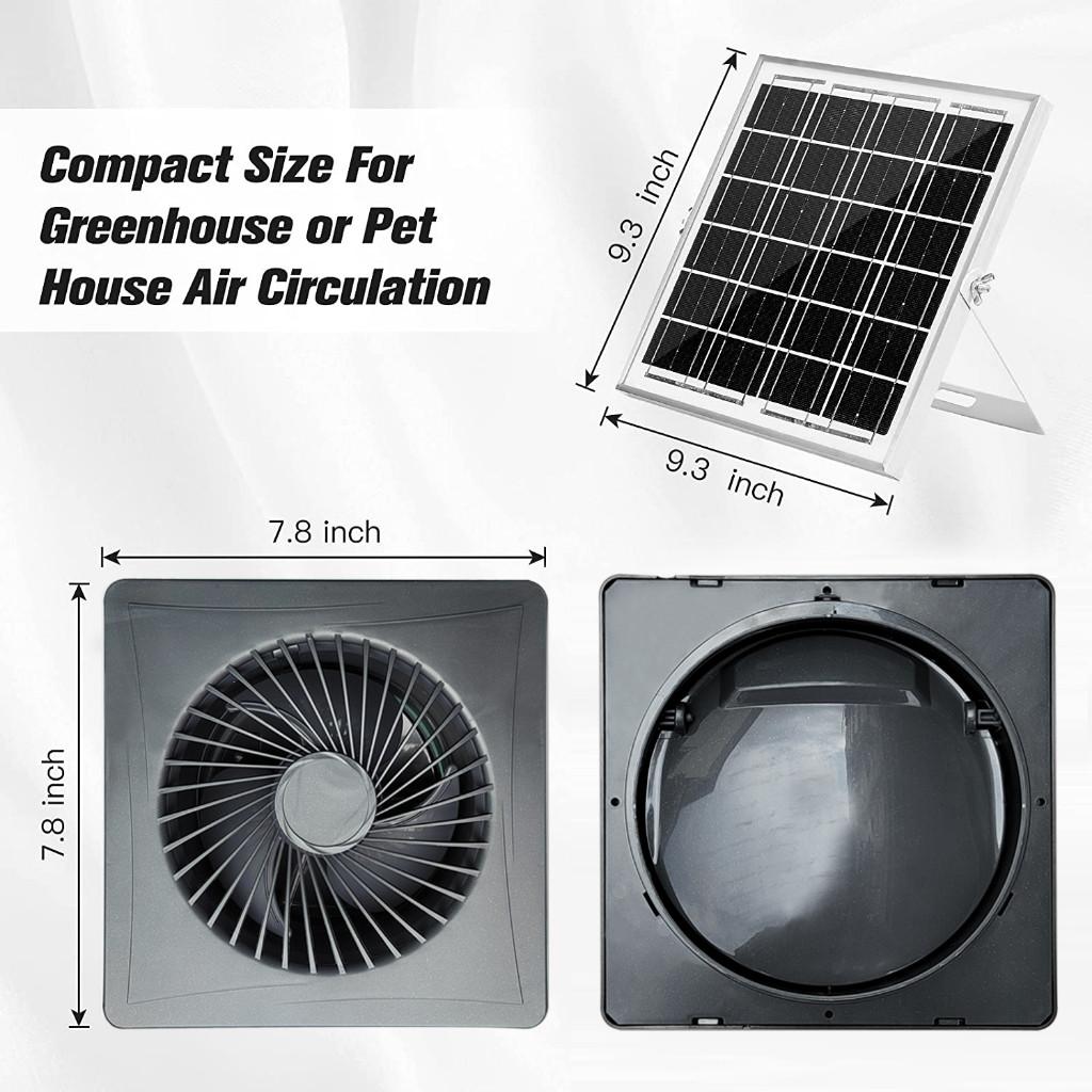 4/6/8 Inch Exhaust Fan Solar Panel Air Suction Fan High Speed Greenhouse or Pet House Air Circulation Ventilation Fan