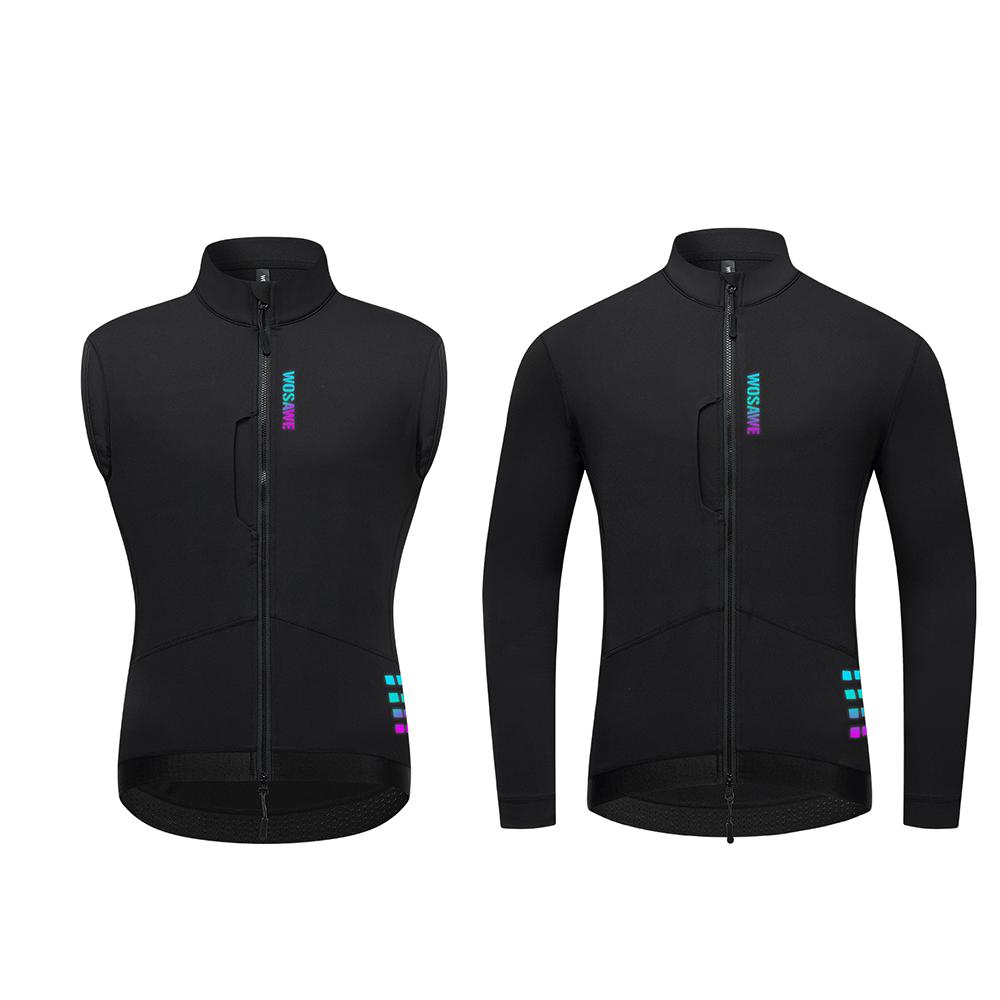 

WOSAWE осенне-зимний ветрозащитный теплый безрукавный костюм для пары мужчин и женщин из флиса с длинными рукавами для шоссейного велосипеда S чёрный