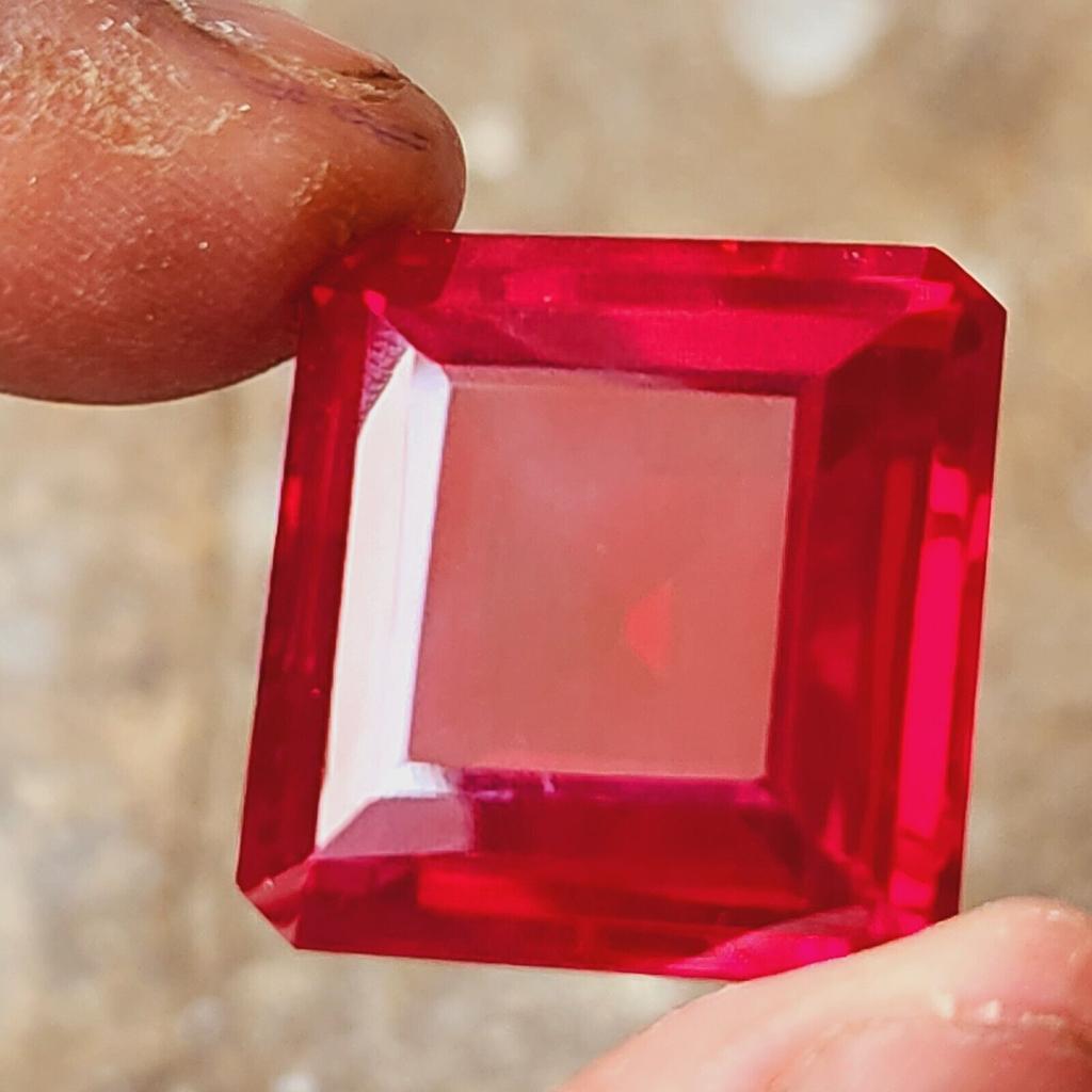 77 Cts Natural CERTIFIED Ruby Emerald Shape 24mm Red Rare Loose Gemstone