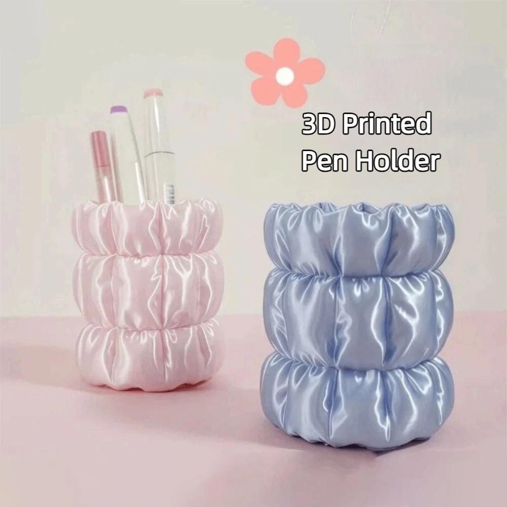 Creative 3D Printed Pen Holder Wear-Resistant Smooth Pen Stand Imitation Silk Thick Durable Makeup Brush Holder Desktop Use