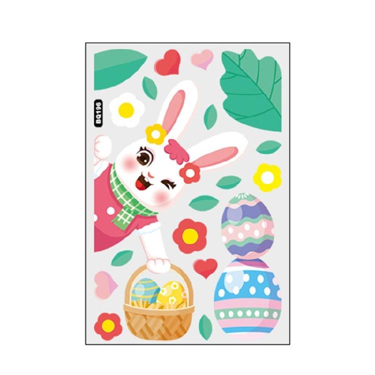 Easter Cartoon Rabbit Static Cling Sticker Window Clings for Homes, Kitchen,