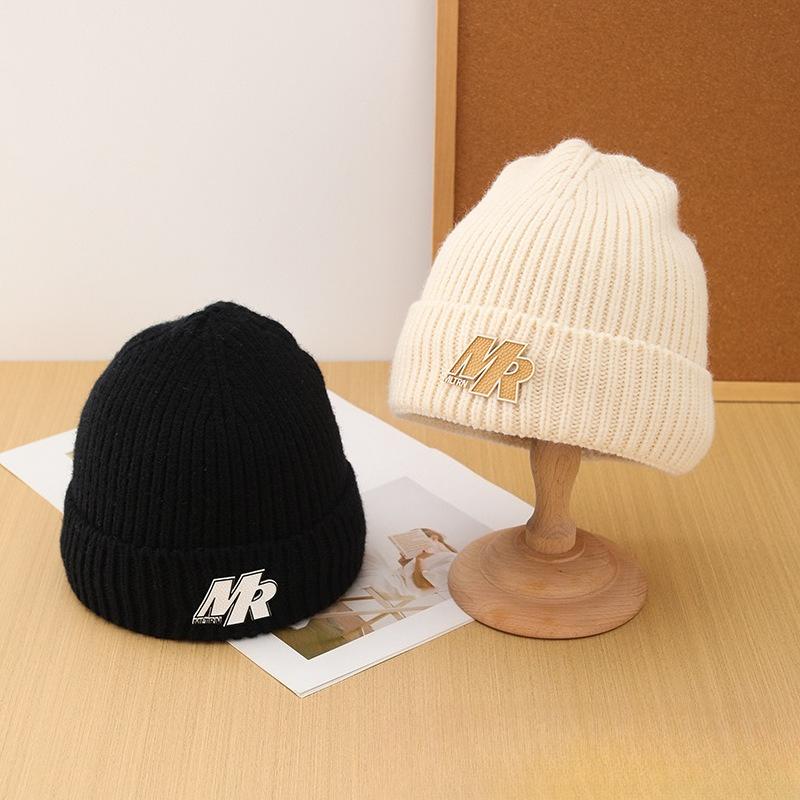 Korean Style Autumn and Winter Label Woolen Hat for Women Velvet Thickened Warm Knitted Hat Versatile Fashionable Cold Hat