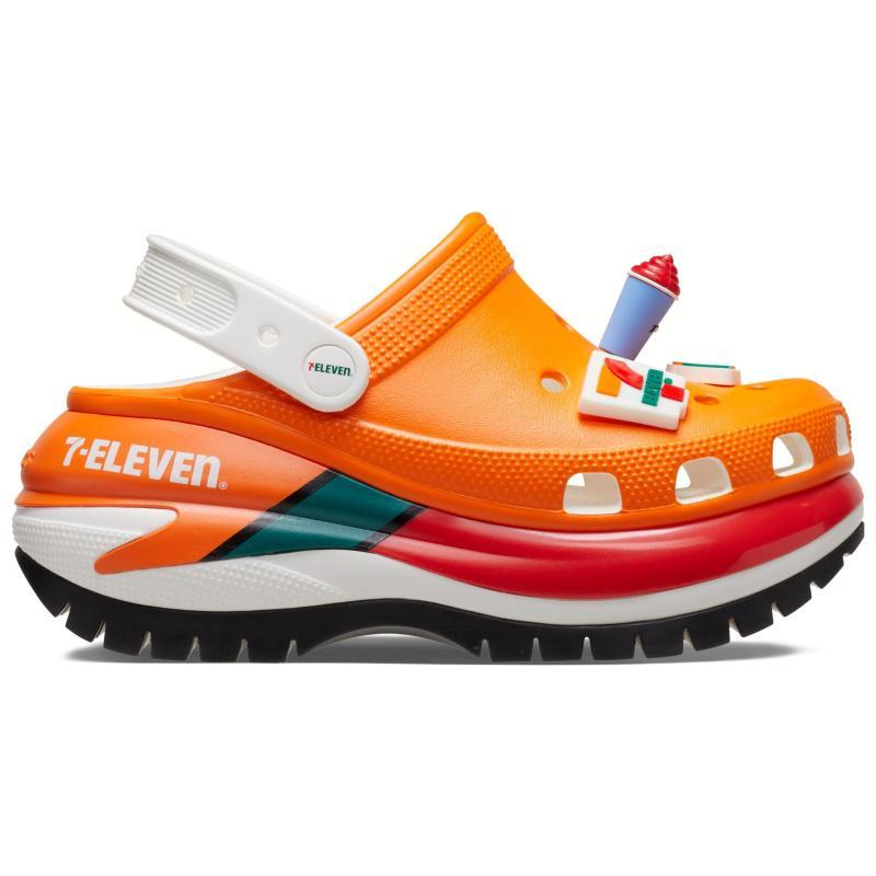 7-ELEVEN x Crocs Clogs Us Mega Crush EVA Sneaker Sandals Unisex Orange, Red and Green