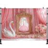 LS Fotografie Hintergrund Ballettschläppchen Schwan Rosa Vorhänge Dekoration Mädchen Prinzessin Geburtstagsparty Cake Smash Foto Kulisse Studio