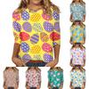 Women's Three-Quarter Sleeve Easter Shirt Round Neck Loose-Fit Casual Shirt