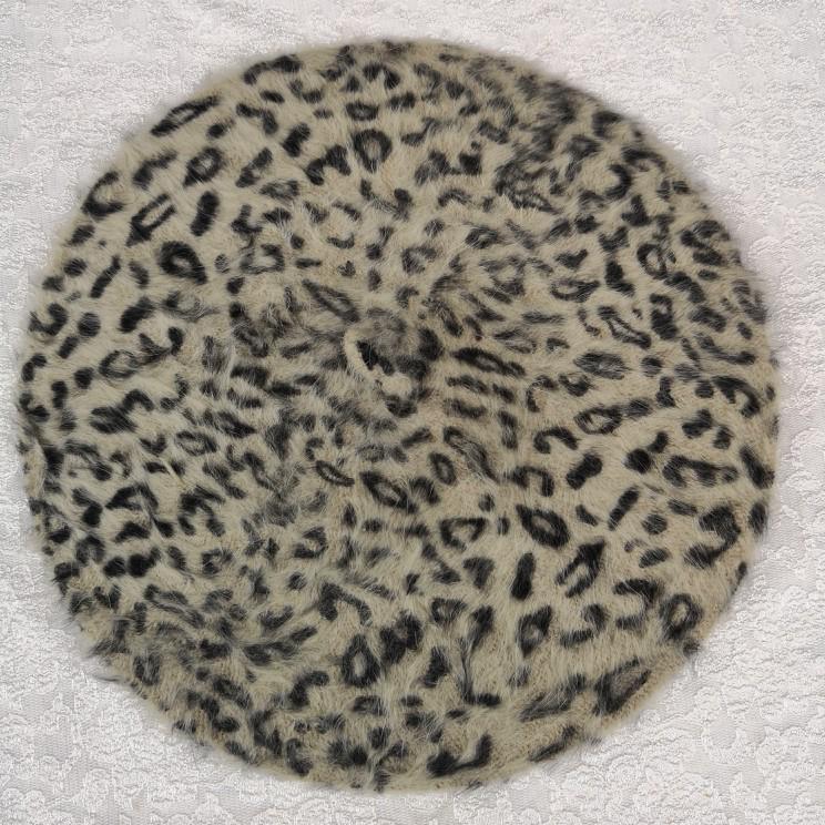 

Берет женский из кроличьего меха с леопардовым принтом в корейском стиле