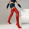 Mode Übergröße Metallfarbe Mikrofaser Material Ultrahohe Stiefellänge Spitze Zehenpartie Ultra Metall Dünner Absatz Sexy Overknee-Stiefel