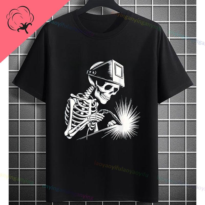 UnisexS Welder Graphic TShirt God Guides My Hands Fashion Shortsleeve Pure Cotton Oneck Casual Humor Style Tshirt