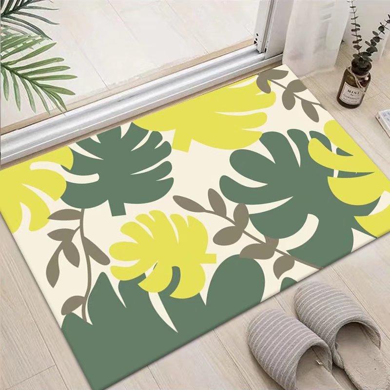 Entrance Door Carpet Floor Mat Home Bedroom Bedside Carpet Printed Carpet Plant Pattern Entrance Foot Mat