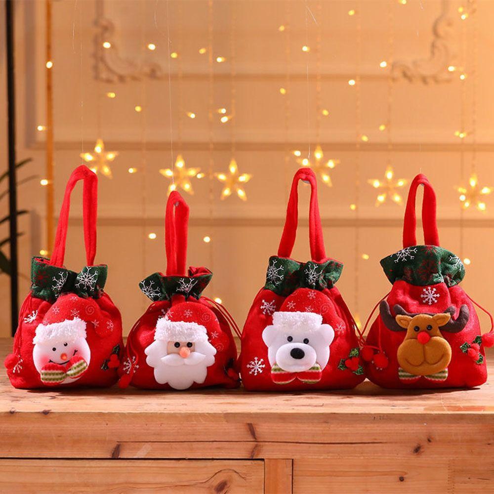 Snowman Santa Claus Storage Bag Candy Bags Christmas Gift Bag Xmas Drawstring Bags Wrapping Pouch