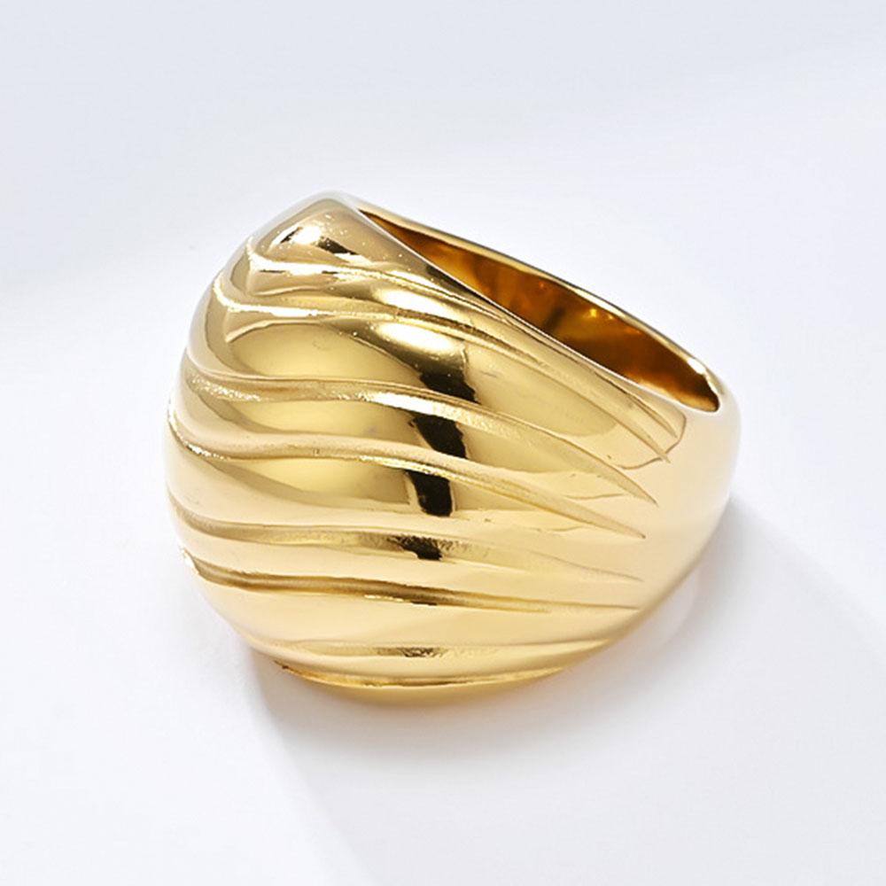 Wave Pattern French Titanium Steel Ring for Women Exaggerated Personality Advanced and Versatile Hand Jewelry