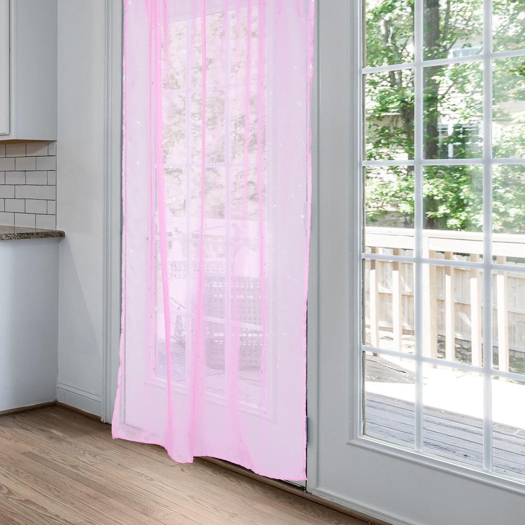 1pcs Silver Star Foil Sheer Curtains 100X270Cm Navy Polyester Star Print Window Tulle For Bedroom Kids Room Voile Curtain Panel