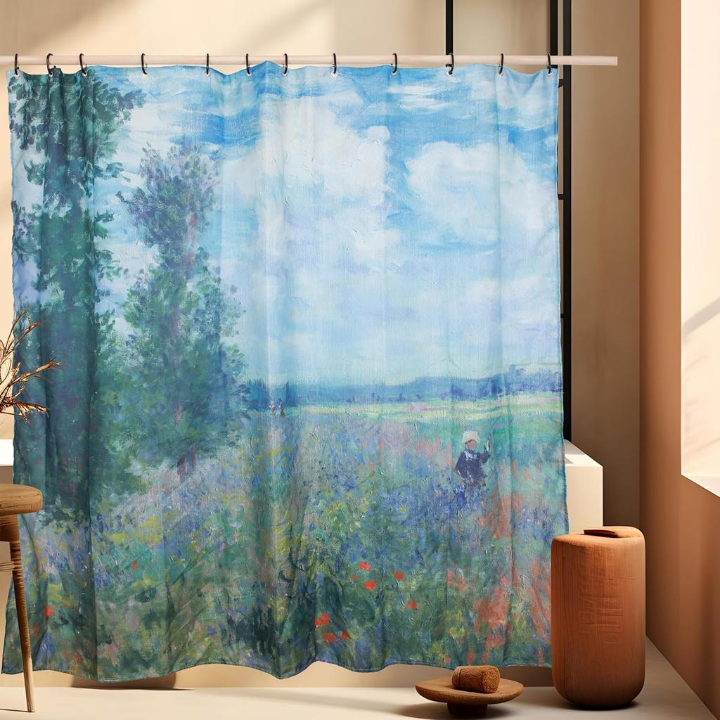 Cool Japanese Asian Art Modern Blue Anime Ocean The Great Waves Kanagawa of Hokusai Aesthetic Waterproof Curtain with Hooks,