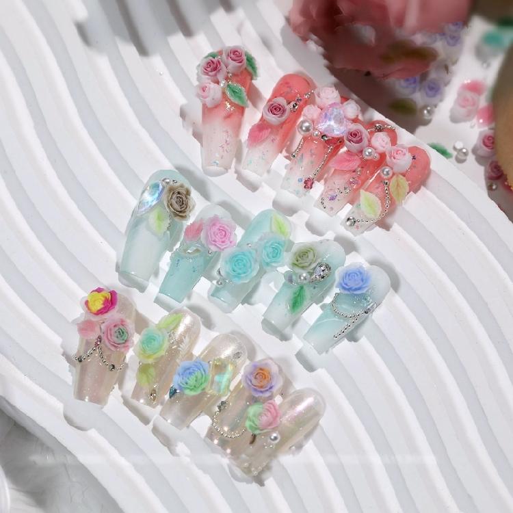 3D Flower Leaf Nails Art Charms Rose Flower Nail Charms for DIY Jewelry Making