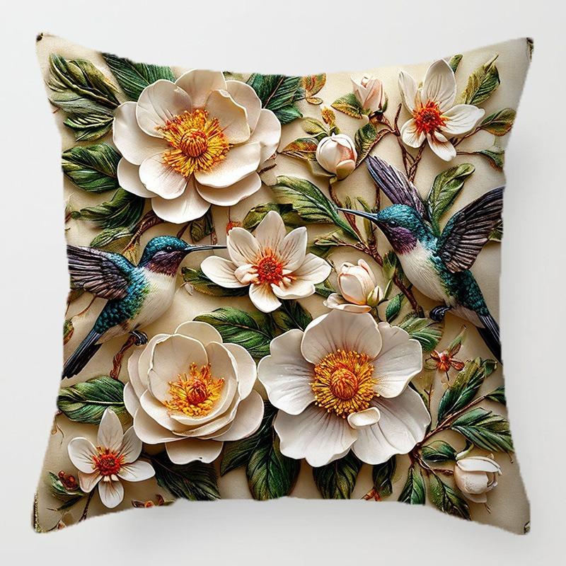 Pink Butterfly Flower Cushion Cover Peach Skin 2D Print Decorative Pillow Case Sofa Living Room Aesthetic Home Decor Pillowcase
