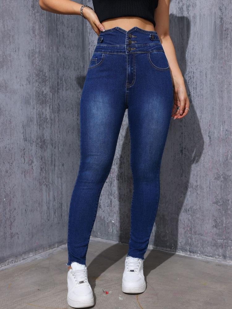 

большой размер винтажные с высокой талией повседневные облегающие женские весенне-летне-осенние джинсы джинсовые брюки-карандаш XS темно-синий