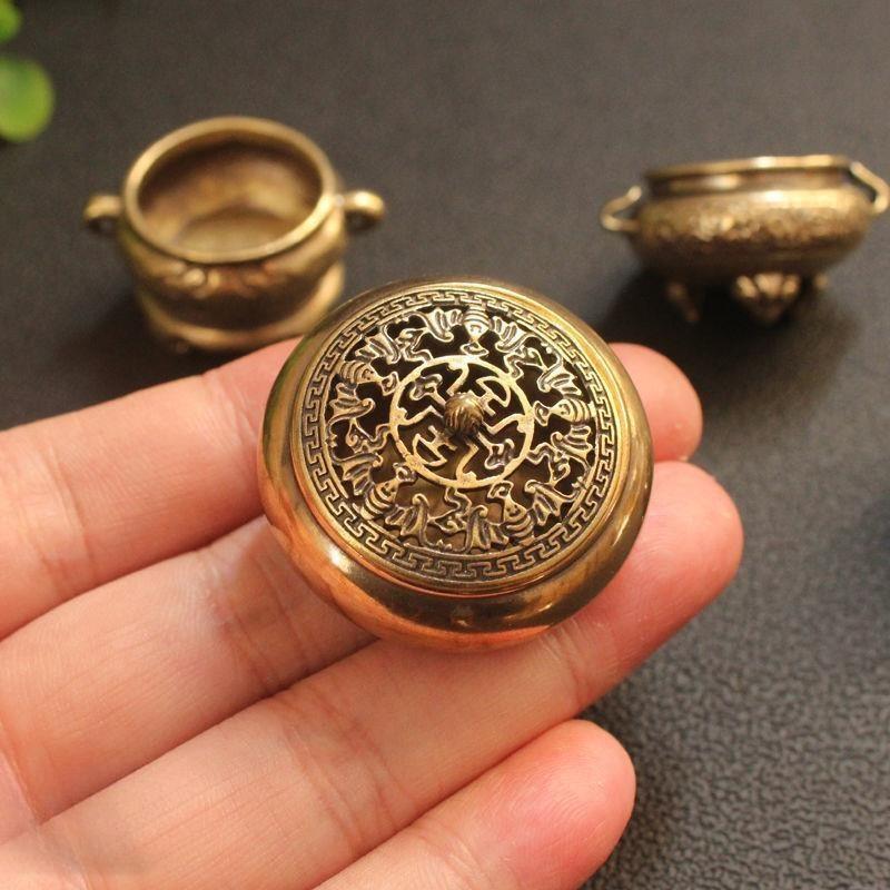 Mini Portable Antique Brass Incense Burner for Cone & Stick Incense Tea Ceremony Home Decor Aromatherapy Gift