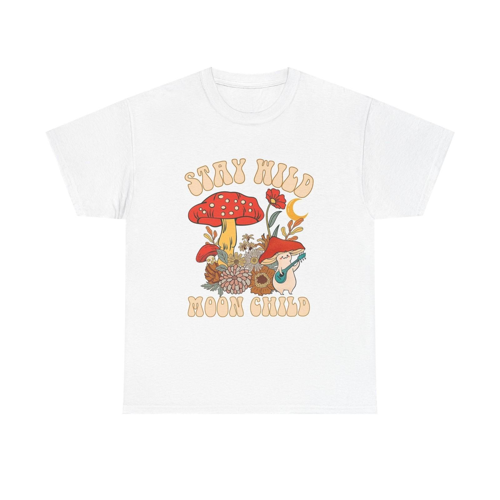 Trippy Mushroom Stay Wild Moon Child Tshirt Mystical Graphic Vibe Unisex Heavy XXXL