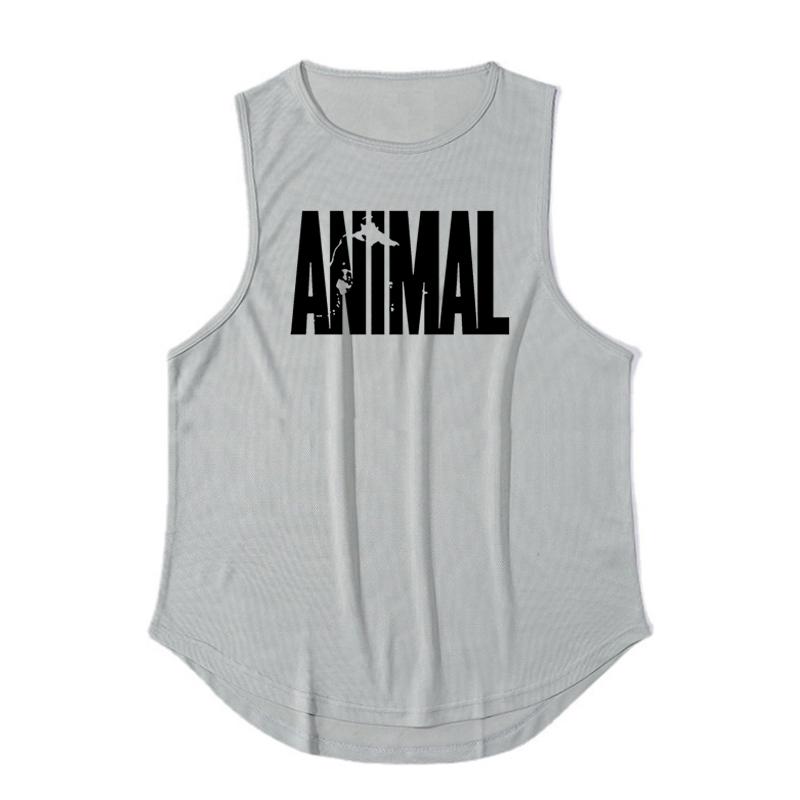 

Muscleguys Running Vests Mens Summer Gym Animal Tank Tops Fitness Clothing Quick-drying Loose Bodybuilding Basketball Sleeveless Shirts XXL серый
