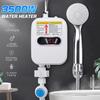 3500W 220V Water Heater Bathroom Kitchen Instant Electric Hot Water Heater Tap Temperature Display with Faucet Shower