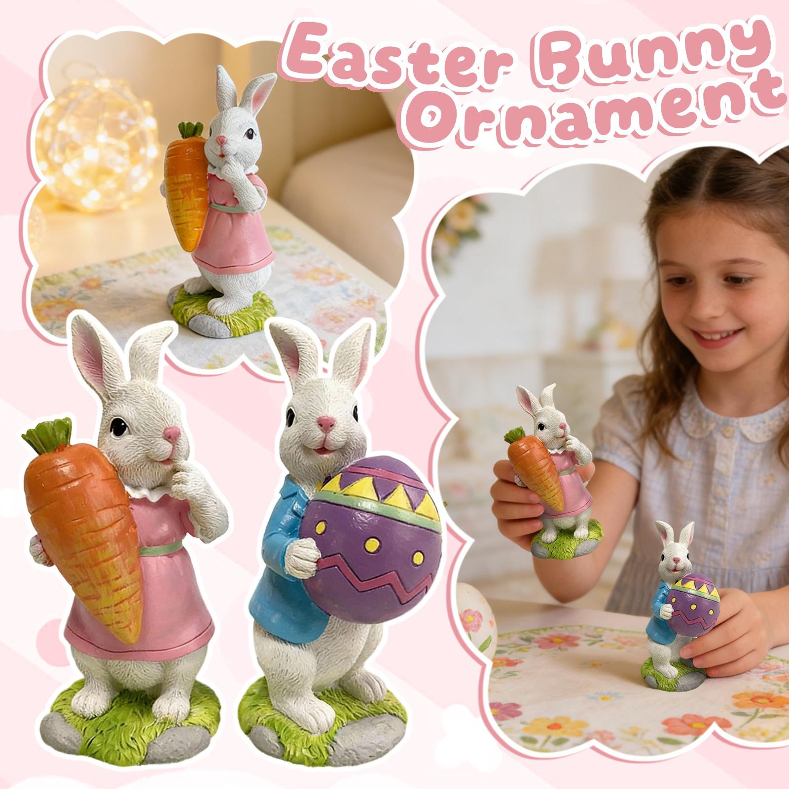 

Easter Bunny Resin Craft Figurine Garden Decorative Item Realistic Animal Ornament One Size