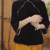 New Chinese Style Gold Velvet Mulberry Silk Women's Autumn Black Base Top Shirt
