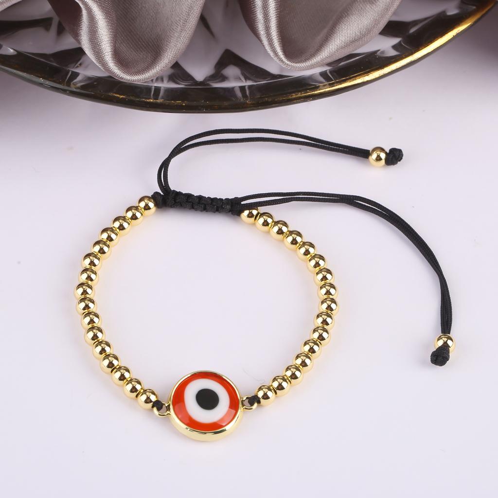 10 Colors Gold Plated Copper Beads Braided Evil Eyes Glaze Luxury Bracelet for Woman Girl Fashion Ward Off Evil Zircon