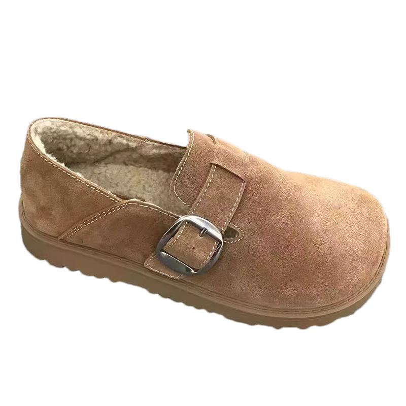 Suede Flats Women Snow Boots Short Plush Cotton Casual Shoes 2025 Trend Designer Walking Warm Non-slip Winter Botas De Mujer