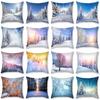 Christmas Winter Snow Pillowcase Living Room Sofa Cushion Cover Peach Skin Pillowcase Bedroom Room Home Decoration