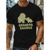 Grandpa Saurus with Baby Dinosaur Print, Men'S Round Crew Neck Short Sleeve Tee, Casual T-ShirtCasual Comfy Lightweight Top for Summer