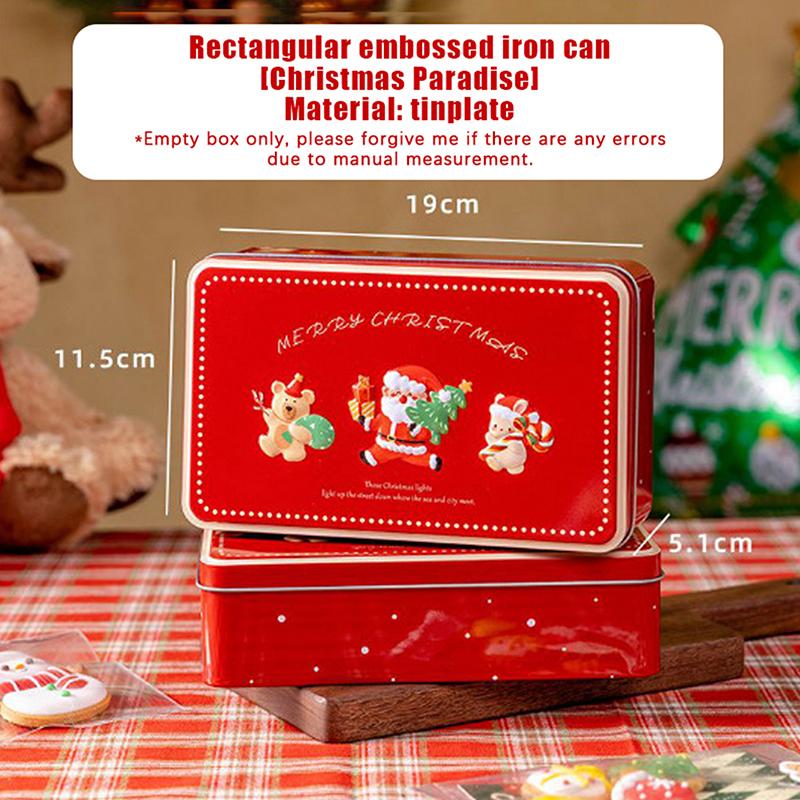 

Милая мультяшная рождественская коробка для хранения конфет, жестяная квадратная подарочная коробка, рождественская коробка для конфет и печенья, домашнее хранение, металлическая банка большой вместимости 5 красный